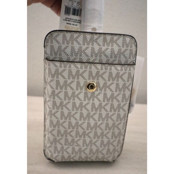 Michael Kors Women's Light Cream Logo Smartphone Crossbody Bag w/Card Holder - Picture 3 of 10